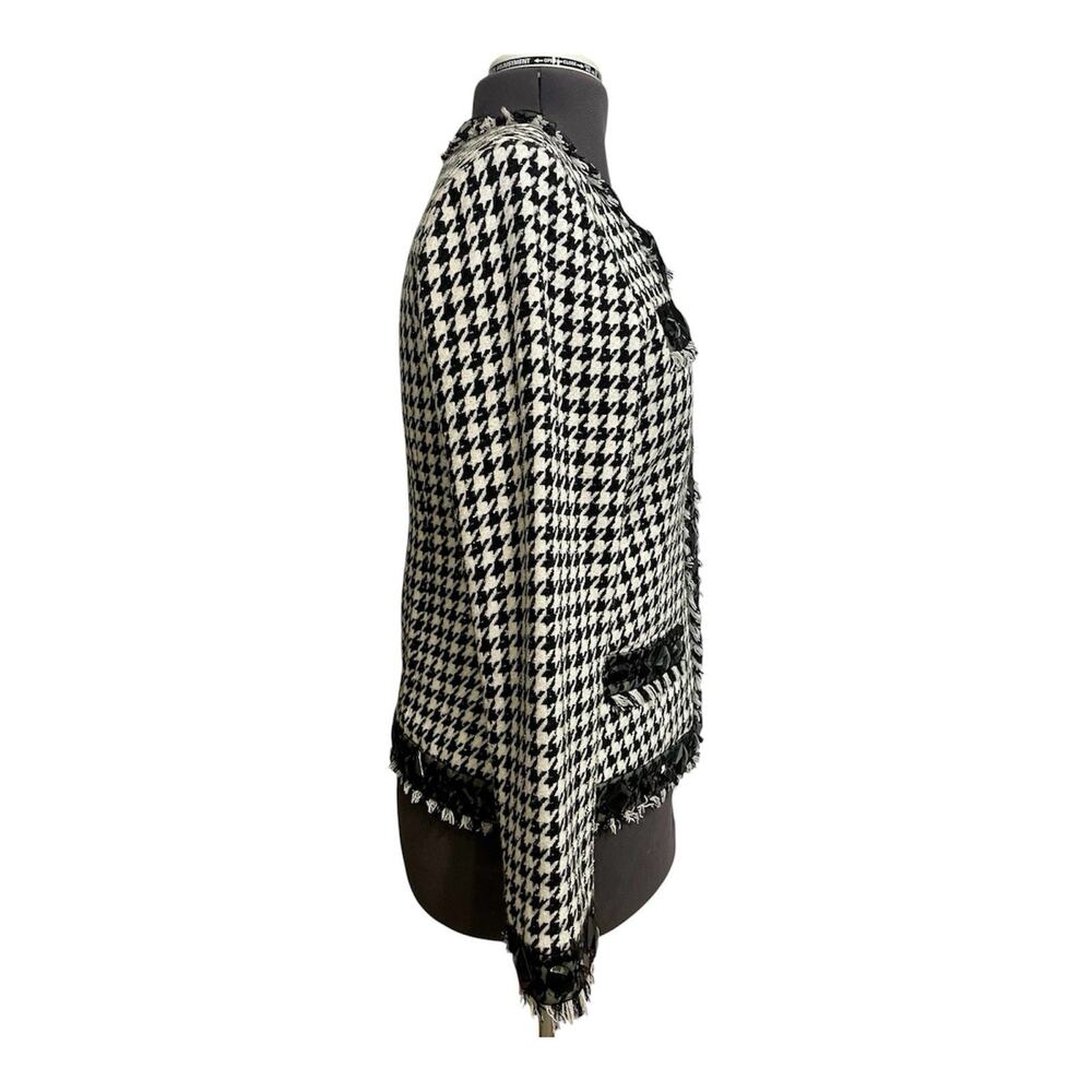 Laura Ashley Herringbone Tweed Blazer S Small Black White Vintage Preppy Classic - Picture 2 of 8